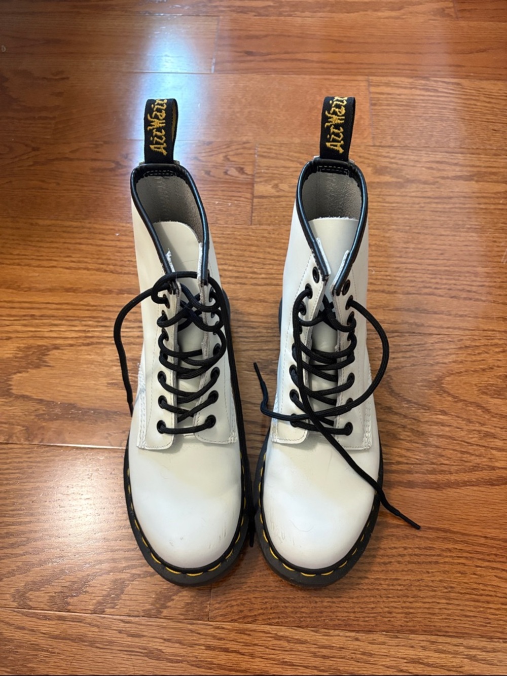 White Dr. Martens Combat Boots